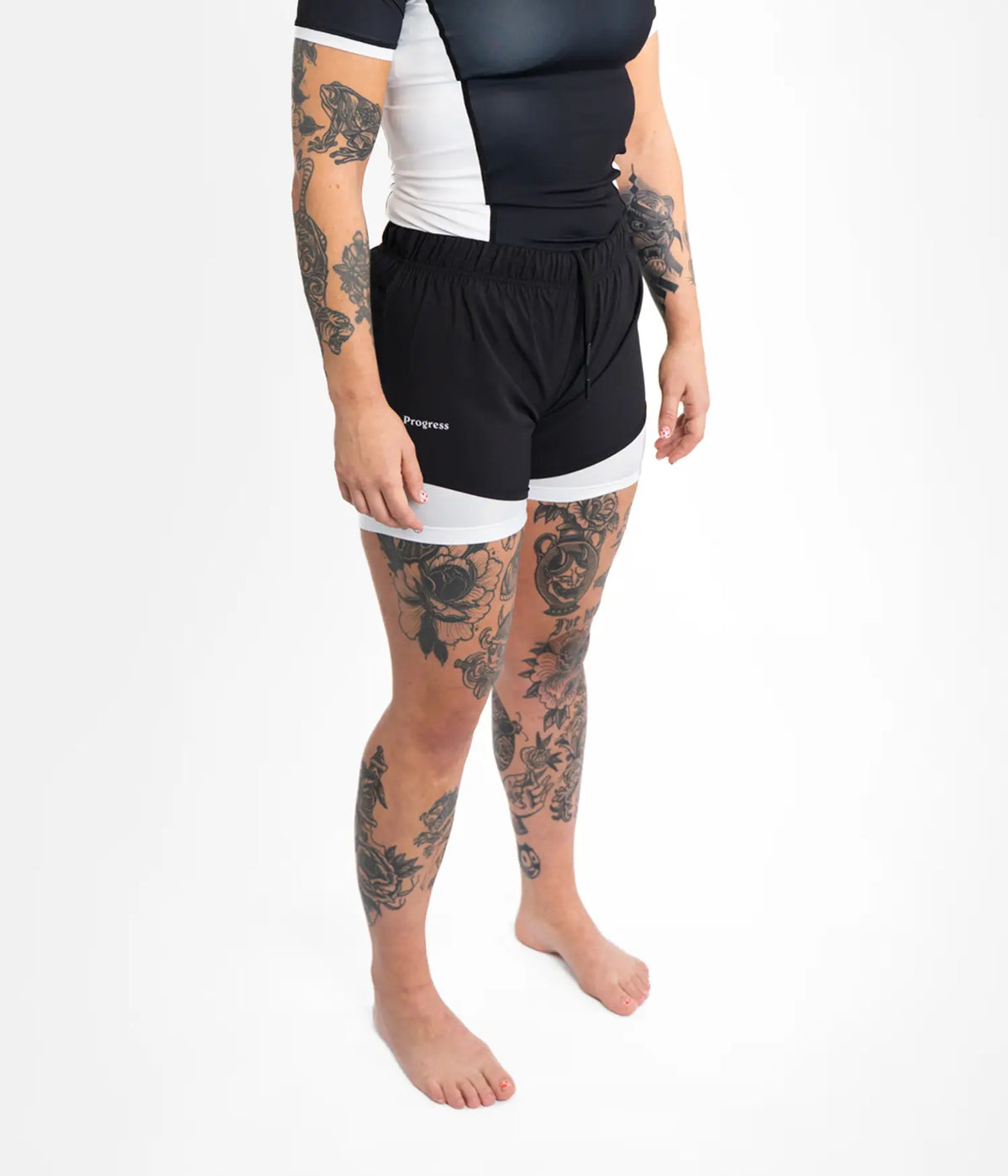 Women's Academy + Hybrid Shorts - Black/White