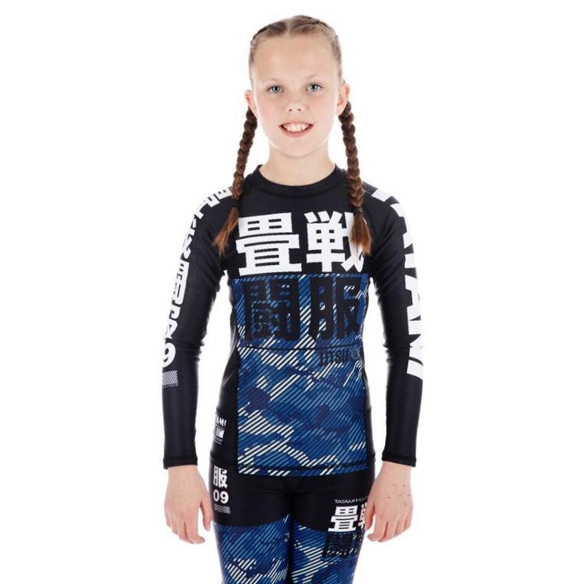 Kids Essential Camo Rash Guard - Blue