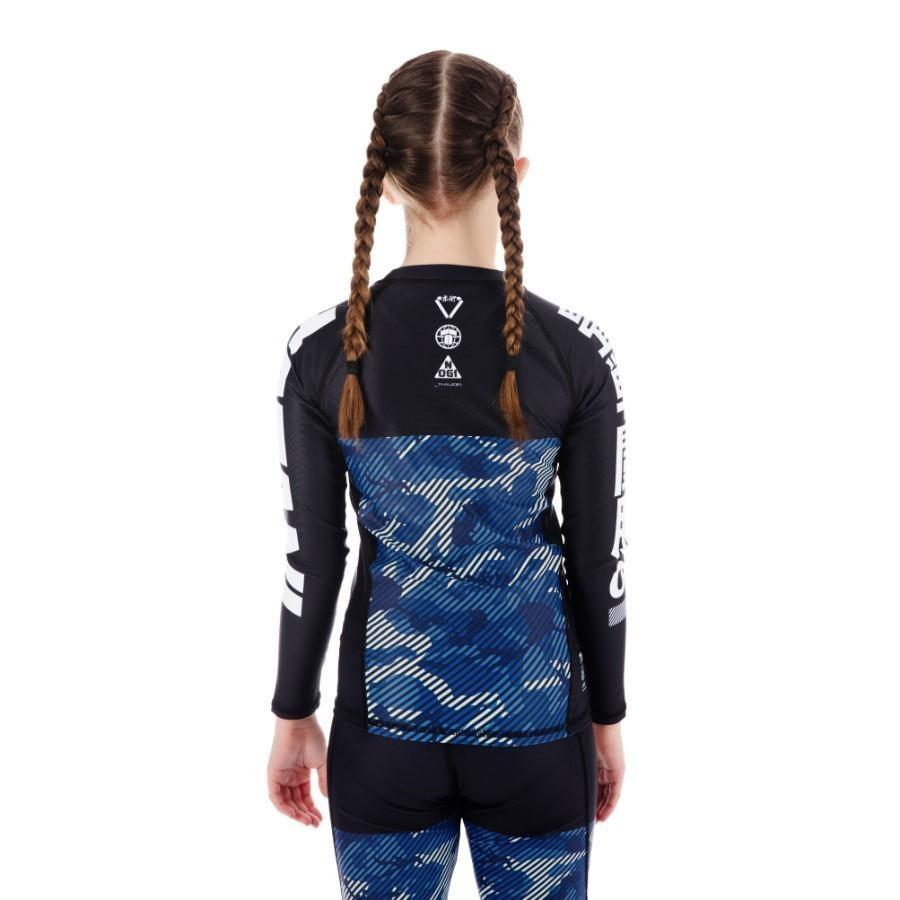 Kids Essential Camo Rash Guard - Blue